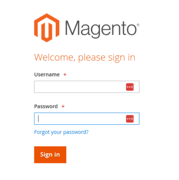 magento login