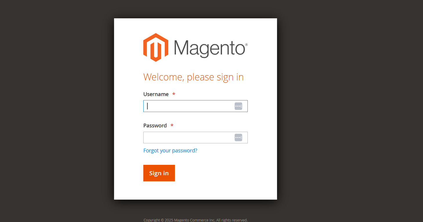 magento login
