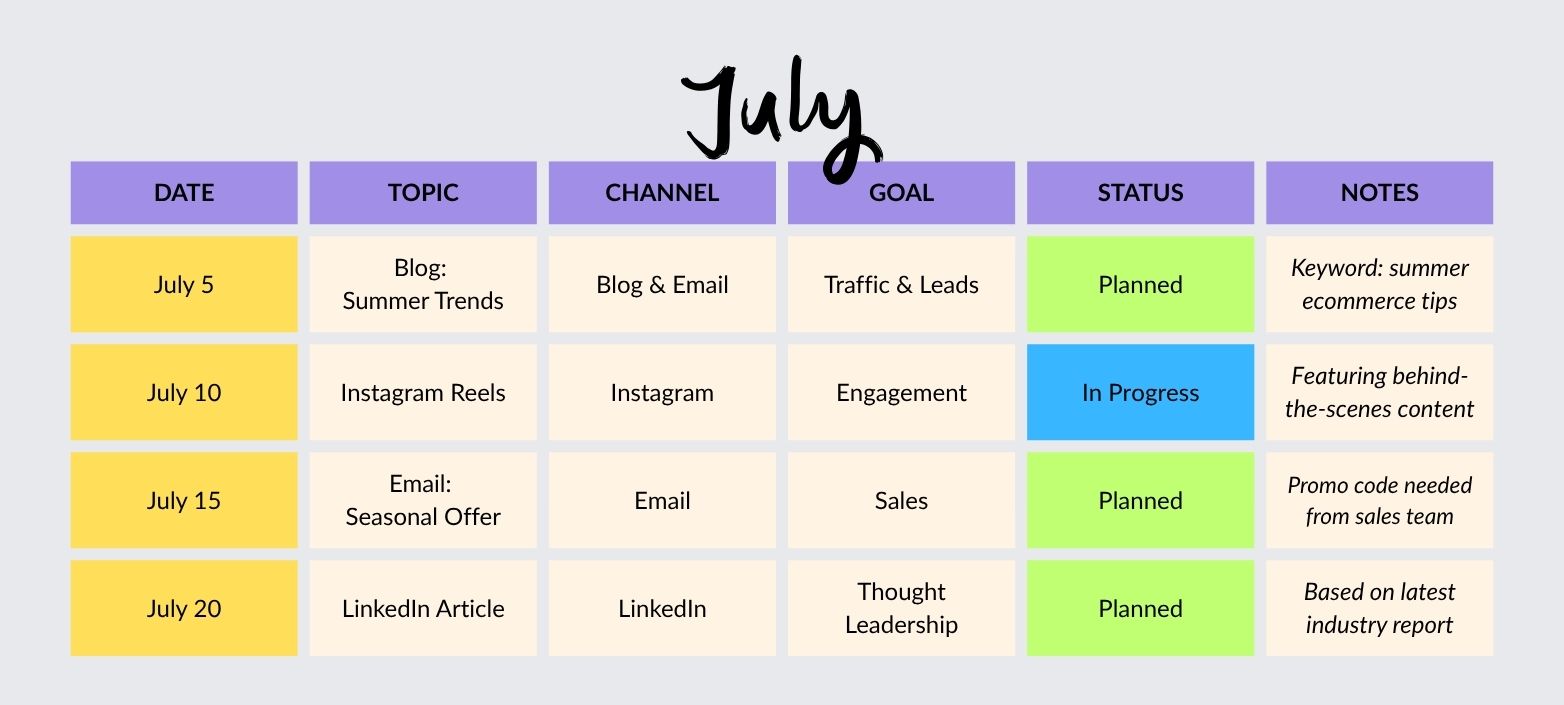 campaign calendar
