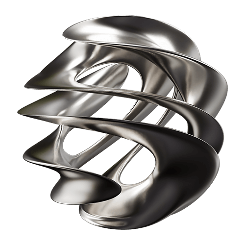 Abstract metallic sculpture with curves