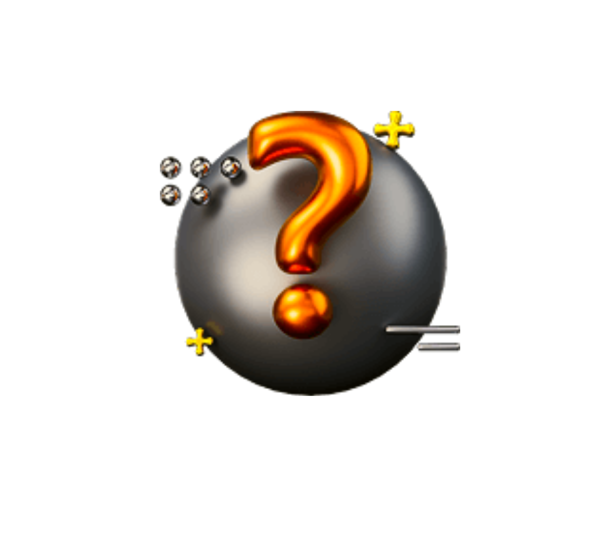 Metallic sphere with a question mark